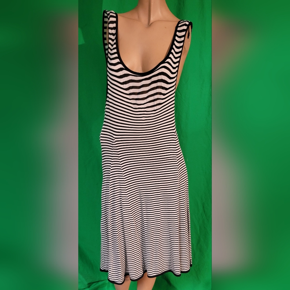 Vintage 1990s Betsey Johnson Black and White Striped Mini Dress
